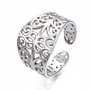 Non-Tarnish 304 Stainless Steel Leaf Wrap Open Cuff Ring RJEW-T023-37P-3