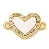 Rack Plating Brass Micro Pave Clear Cubic Zirconia Heart Links Connector Charms with Shell KK-Z063-26G-1