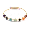 Natural Mixed Stone Wrapped Cuff Bangle BJEW-A122-06-1