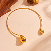 304 Stainless Steel Teardrop Open Cuff Choker Necklaces for Women NJEW-R003-01G-01-1