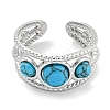 304 Stainless Steel Synthetic Turquoise Cuff Rings G-Z056-06P-05-2