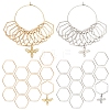 Brass with Alloy Bee & Hexagon Pendant Locking Stitch Markers HJEW-AB00058-1