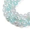 Electroplated Natural Agate Beads Strands G-B191-A07-6mm-14-3