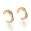 Brass Micro Pave Cubic Zirconia Cuff Earrings X-EJEW-M195-02G-1