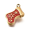 Christmas 304 Stainless Steel Red Enamel Charms STAS-L022-468G-2