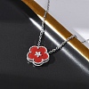 304 Stainless Steel Dark Red Enamel 5-Petal Flower Pendant Necklaces for Women NJEW-U032-17P-04-2