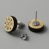 Wood Stud Earrings with Iron Pins for Women EJEW-WH0047-04A-05-2