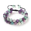 Adjustable Natural Fluorite Braided Bead Bracelets BJEW-E351-01G-1