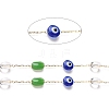 Flat Round with Evil Eye Glass Beaded Chains AJEW-J035-04G-02-2