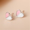 Heart Enamel Stud Earrings for Girl Women EJEW-BB46109-A-2