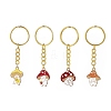 4Pcs 4 Styles Alloy Enamel Pendants Mushroom Character Keychain KEYC-JKC00432-1