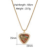 Golden Tone Stainless Steel Pave Natural Unakite Heart Pendant Necklaces LT1707-1-1