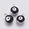 Double-sided Platinum Plated Alloy Enamel Charms ENAM-WH0046-B04-2