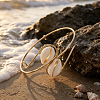 Ocean Alloy & Natural Cowrie Shell Spiral Upper Arm Cuff Bangles WG57DAE-01-2