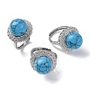 Natural & Synthetic Mixed Gemstone Round Adjustable Finger Rings RJEW-K241-05P-5