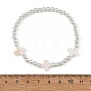 4Pcs 4 Styles Printed Porcelain Beads & Synthetic Hematite Beads & Shell Beads & ABS Plastic Pearl Stretch Bracelets Sets for Women BJEW-JB14203-01-5