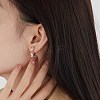 Brass Micro Pave Clear Cubic Zirconia Huggie Hoop Earrings EJEW-BB70467-3