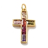 Cross Brass Micro Pave Colorful Cubic Zirconia Pendants X-KK-G419-29G-2