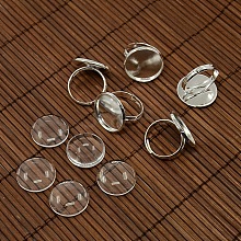 18mm Clear Domed Glass Cabochon Cover and Brass Pad Ring Bases for DIY Portrait Ring Making DIY-X0130-S