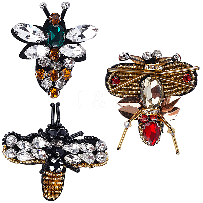 3Pcs 3 Style Bees Shape Felt Sew on Appliques DIY-GF0008-65-1