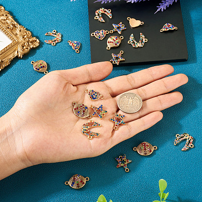 20Pcs 4 Styles Alloy Colorful Rhinestone Connector Charms FIND-TA0003-33-1