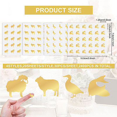 80 Sheets 4 Patterns PVC Waterproof Self-Adhesive Sticker Sets STIC-OC0001-10B-1