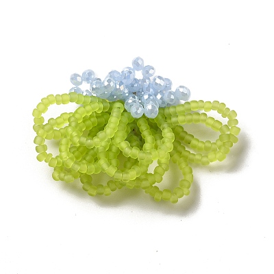 Glass Beads Braided Flower Cabochons GLAA-F120-01A-1