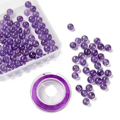 100Pcs 8mm Natural Amethyst Round Beads DIY-LS0002-40-1