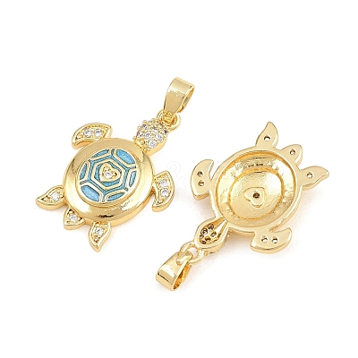 Brass Clear Cubic Zirconia Enamel Pendants KK-E800-06A-G-1