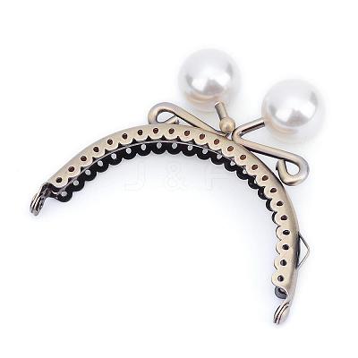 Iron Purse Frame Handle with Solid Color Acrylic Beads FIND-T008-209AB-C01-1