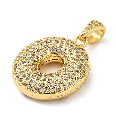 Brass Micro Pave Cubic Zirconia Pendants KK-E061-03G-15-1