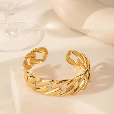 304 Stainless Steel Cuff Bangles for Women BJEW-U032-17G-1