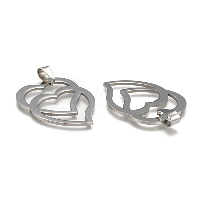 Tarnish Resistant Heart to Heart 201 Stainless Steel Pendants STAS-I032-122-1