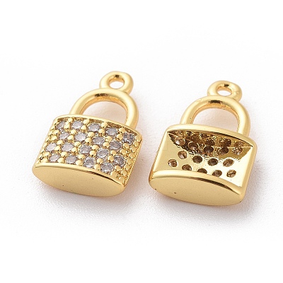 Brass Micro Pave Cubic Zirconia Charms X-KK-L184-11G-1