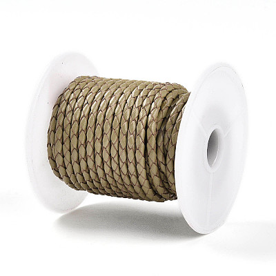 Braided Cowhide Leather Cord NWIR-N005-01O-3mm-1