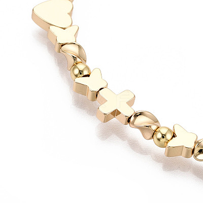 Adjustable Brass Beaded Slider Bracelets for Women BJEW-T022-19G-1
