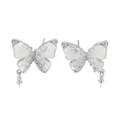 Brass with Enamel with Cubic Zirconia with Crystal Stud Earring with 925 Sterling Silver Pins KK-Q820-06P-1
