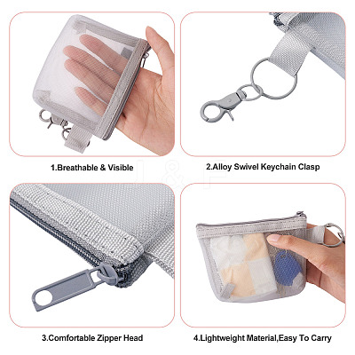 3Pcs Rectangle Nylon Mesh Zipper Wallets Pendant Decorations HJEW-TAC0106-1