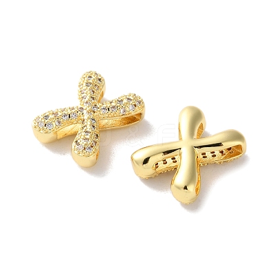 Rack Plating Brass Micro Pave Cubic Zirconia Slide Charms KK-C084-34G-X-1