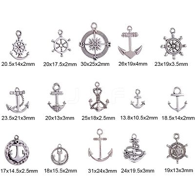 Tibetan Silver Anchor & Helm Pendants TIBEP-PH0004-15AS-WH-1
