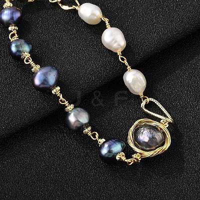Pearl Beaded Bracelets BJEW-P350-01G-1