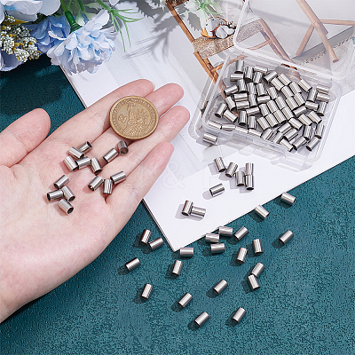 100Pcs 304 Stainless Steel Tube Beads STAS-UN0063-82B-P-1