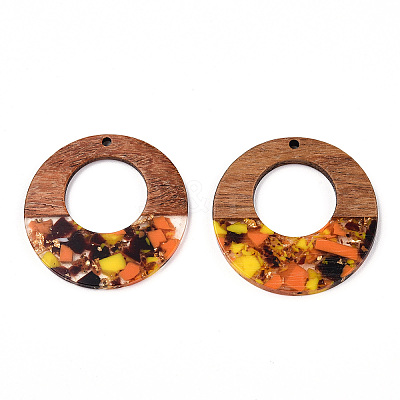 Transparent Resin & Walnut Wood Pendants RESI-TAC0017-74-A03-1
