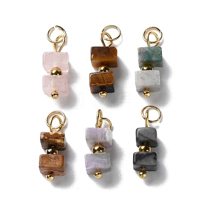Natural Gemstone Cuboid Beaded Pendants STAS-C120-02G-1