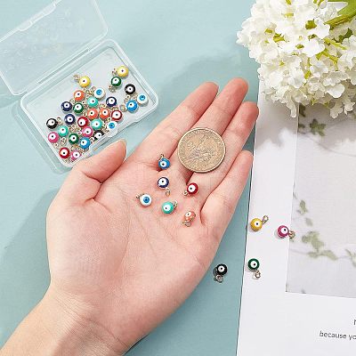 40Pcs 10 Colors Real 18K Gold Plated Plated Brass Enamel Beads KK-NB0001-45-1
