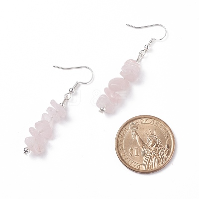 Natural Rose Quartz Chips Beaded Jewelry Set SJEW-JS01232-06-1