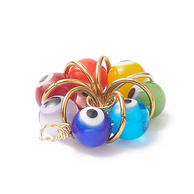 7 Chakra Handmade Evil Eye Lampwork Pendants PALLOY-JF01997-01-1