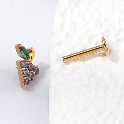 F136 Titanium Pave Cubic Zirconia Fruit Internally Threaded Labrets ME-CBA9828-06C-G-1