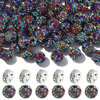 100Pcs Pave Disco Ball Beads RB-YW0001-30J-1