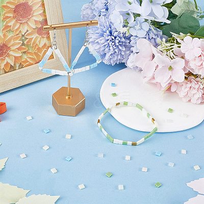 320Pcs 8 Colors 2-Hole Opaque Glass Seed Beads SEED-SC0001-15B-1
